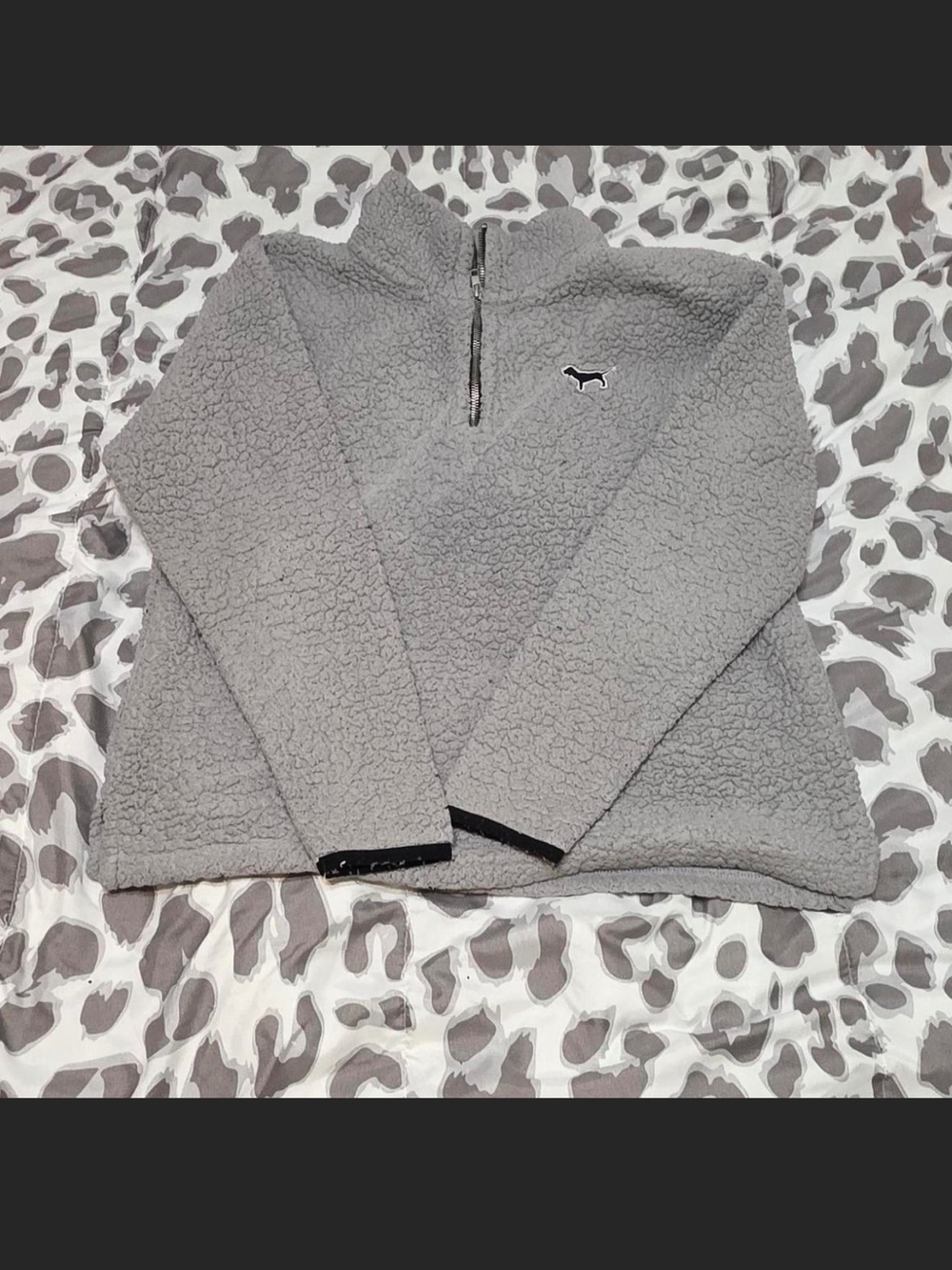 PINK Victoria's Secret Light Gray Sherpa Zip Pullover